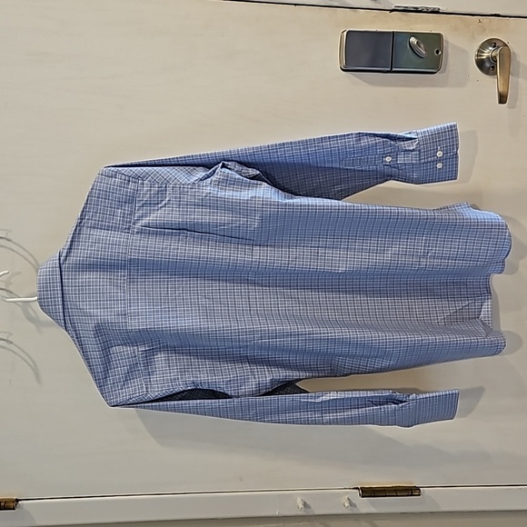 David Donohue Blue White Micro Check Plaid Button Down Dress Shirt 15/32-33 NWOT - Picture 3 of 8